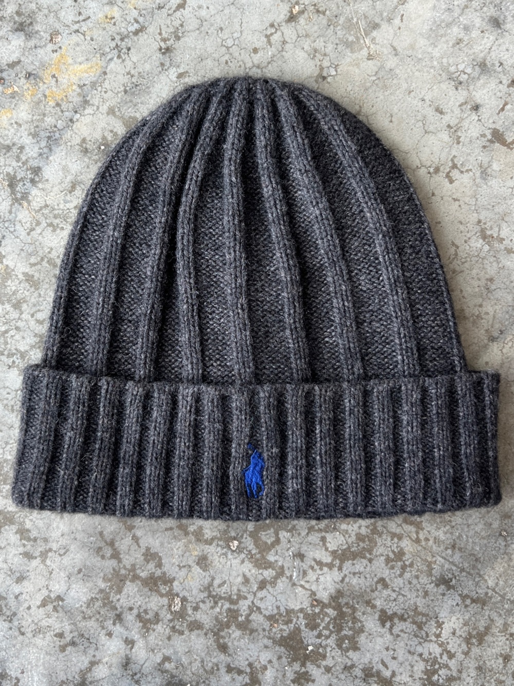 Lauren Ralph Lauren Beanie Hat Cable Knit Ivory Baby Blue Polo Pony Logo Wool OS